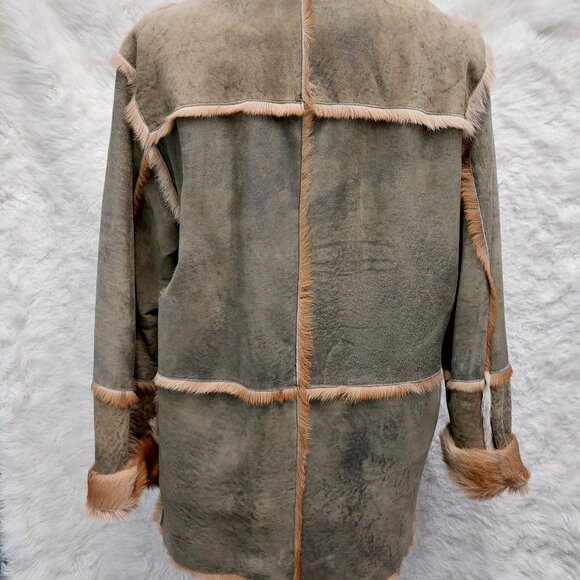 Vintage J.J.G Men's Pony Calfskin Leather Coat Jacket in a light Brown Tan M - Picture 3 of 13